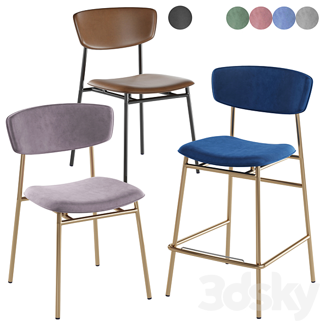 Calligaris Fifties chair barstool 3DSMax File - thumbnail 1