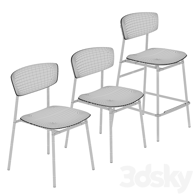 Calligaris Fifties chair barstool 3DSMax File - thumbnail 5