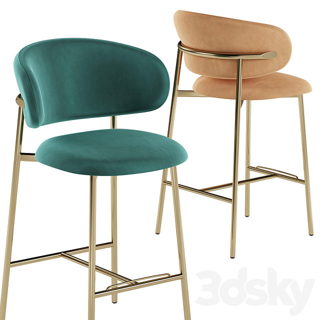 Calligaris Oleandro Barstool 3DS Max Model - thumbnail 2