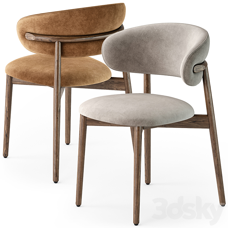 Calligaris Oleandro wood chair 3DS Max Model - thumbnail 1