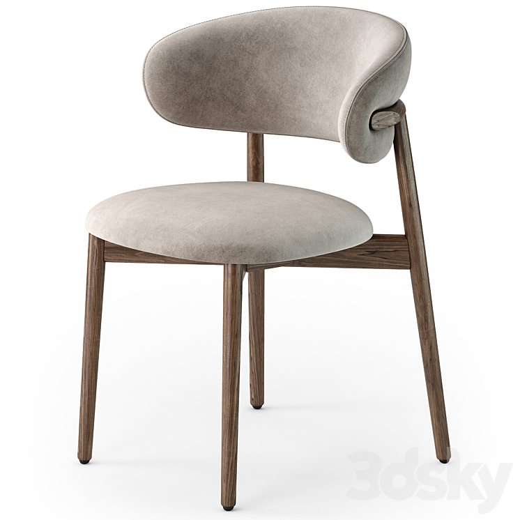 Calligaris Oleandro wood chair 3DS Max Model - thumbnail 2