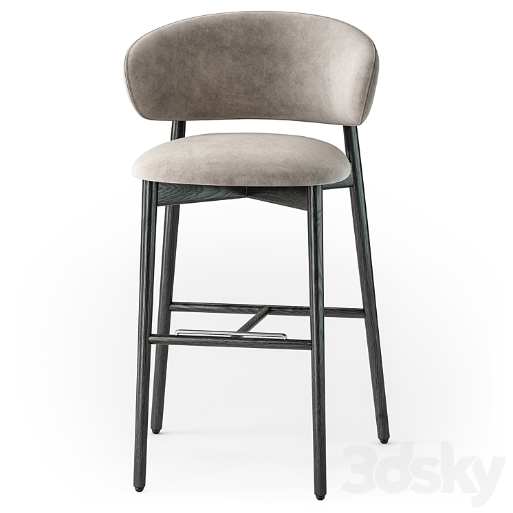 Calligaris Oleandro wood stool 3DS Max Model - thumbnail 2