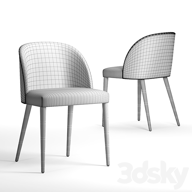 Camille Anthracite Italian Dining Chair 3DSMax File - thumbnail 3