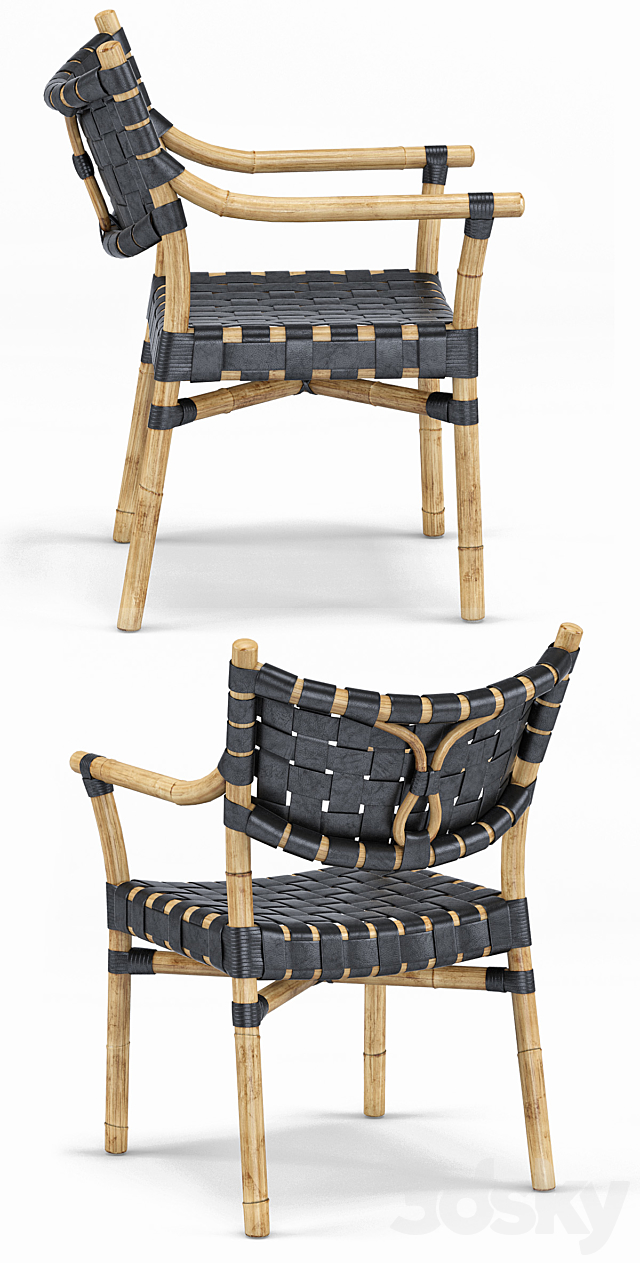 Canyon Leather And Rattan Chair 3DS Max Model - thumbnail 2