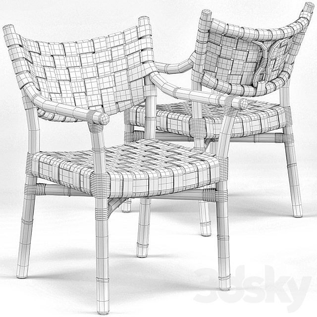 Canyon Leather And Rattan Chair 3DS Max Model - thumbnail 3