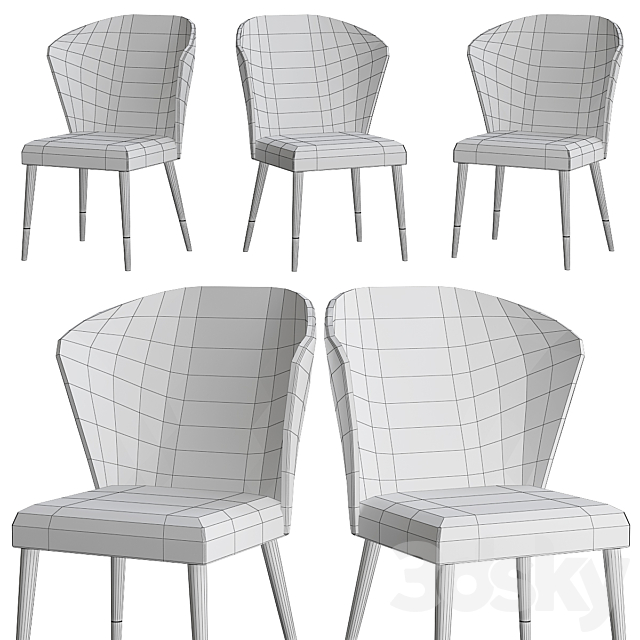 Capital Collection NINFEA Fabric chair 3ds Max - thumbnail 2