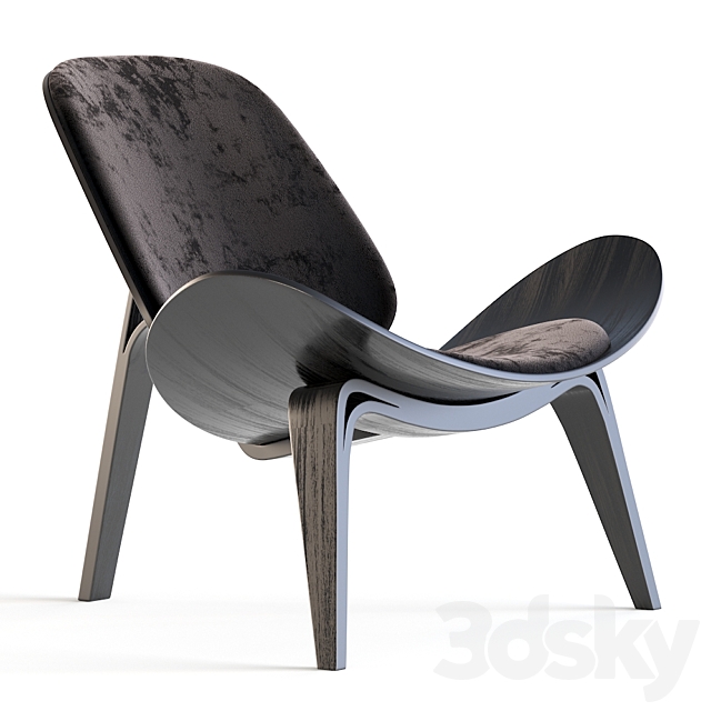 Carl Hansen CH07 Shell Chair Lounge Chair black 3ds Max - thumbnail 2