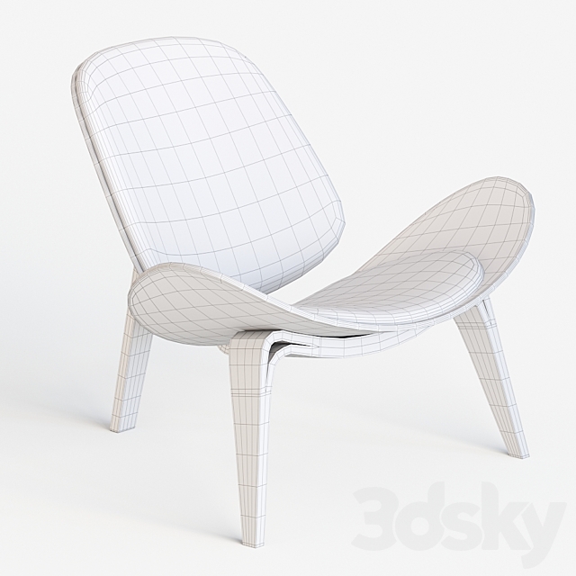 Carl Hansen CH07 Shell Chair Lounge Chair black 3ds Max - thumbnail 3