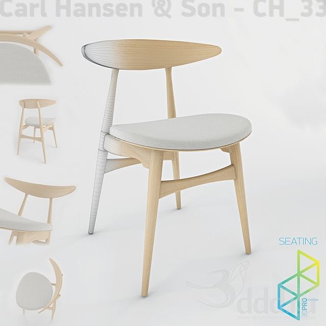 Carl Hansen&Son CH_33 chair 3ds Max - thumbnail 1