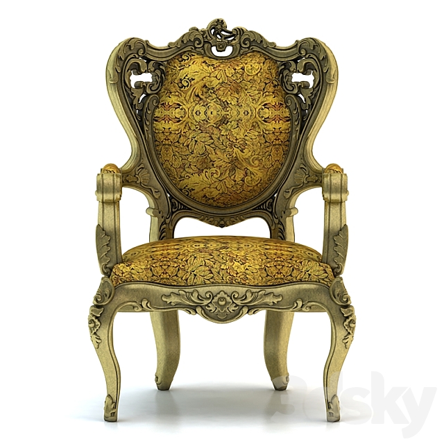 Carved Chair 3DS Max Model - thumbnail 2