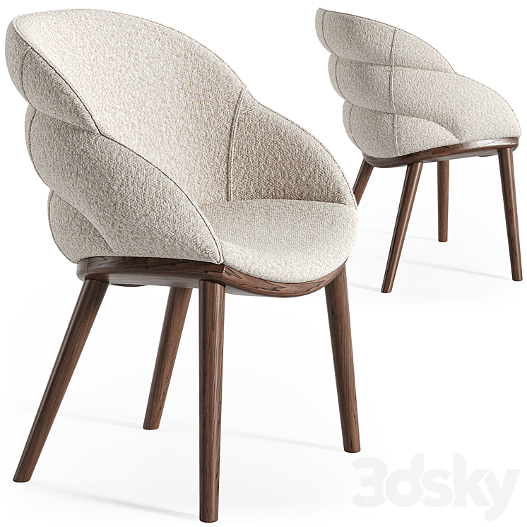 Cattelan Italia Camilla wood armchair 3DS Max Model - thumbnail 1