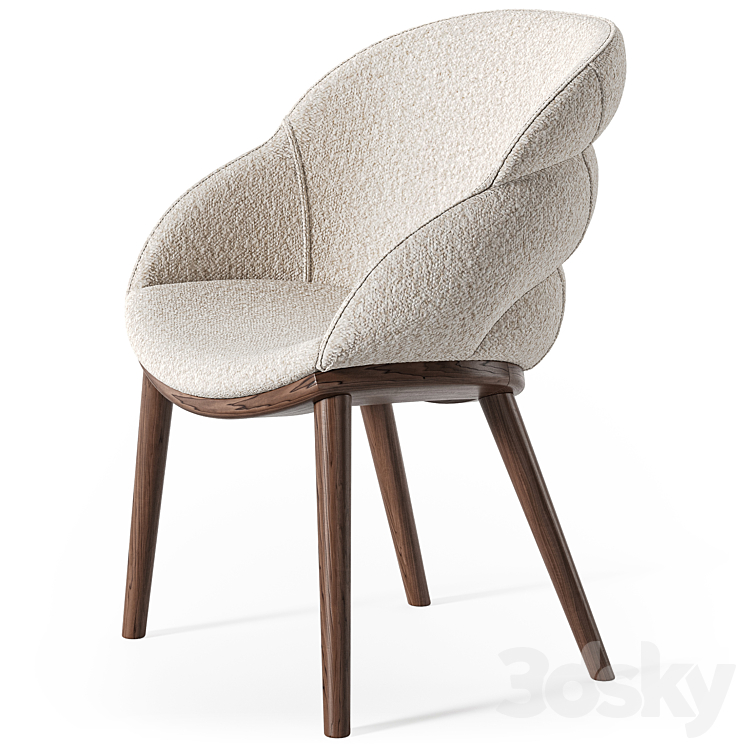 Cattelan Italia Camilla wood armchair 3DS Max Model - thumbnail 2