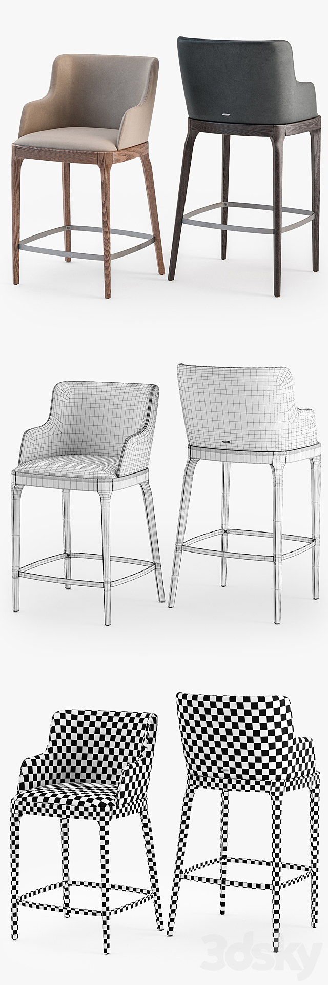 Cattelan Italia Magda stool set 2 3DS Max Model - thumbnail 3