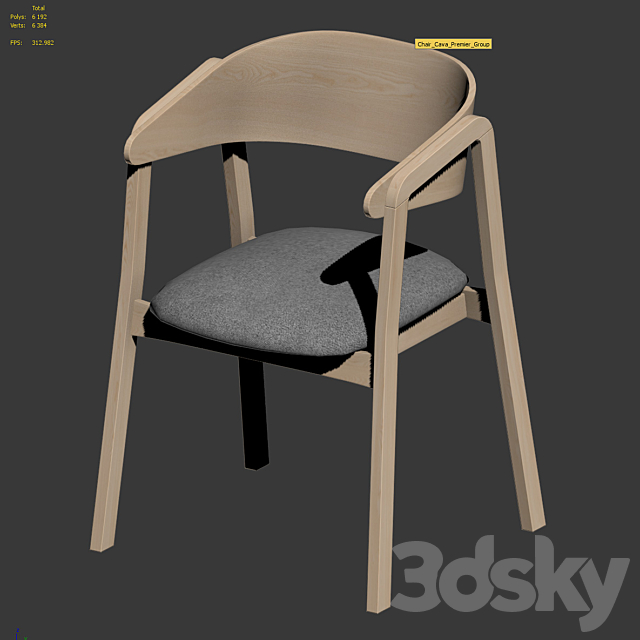 Cava armchair by Premier Group 3DS Max Model - thumbnail 5