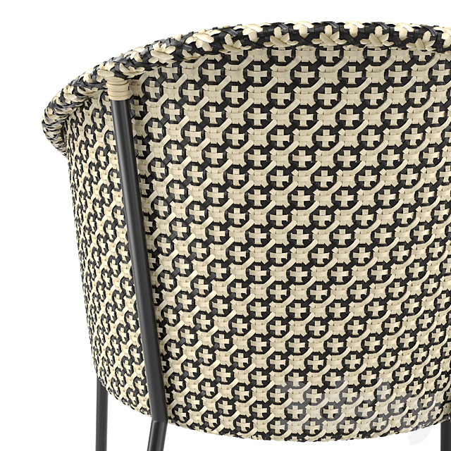 Cb2 Brava Dining-Lounge Gray Wicker Chair 3DS Max Model - thumbnail 2