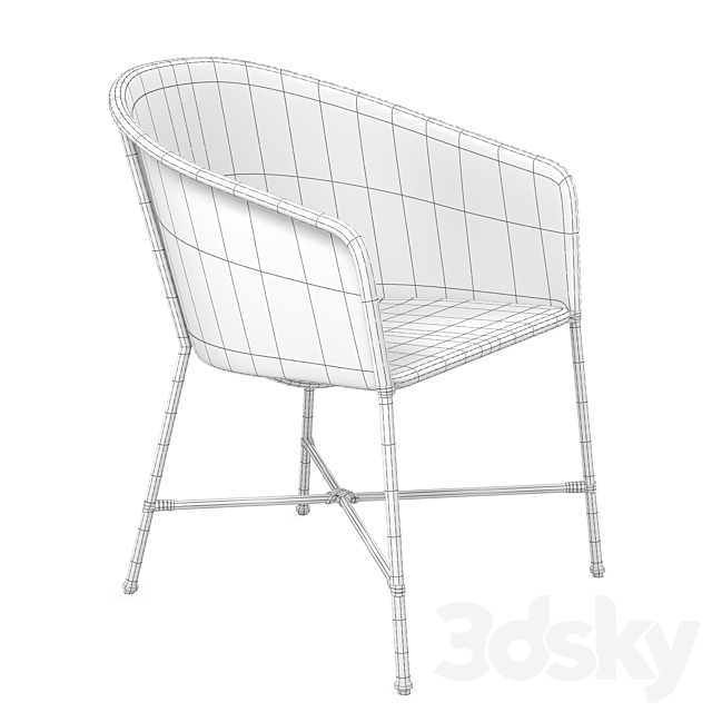 Cb2 Brava Dining-Lounge Gray Wicker Chair 3DS Max Model - thumbnail 3