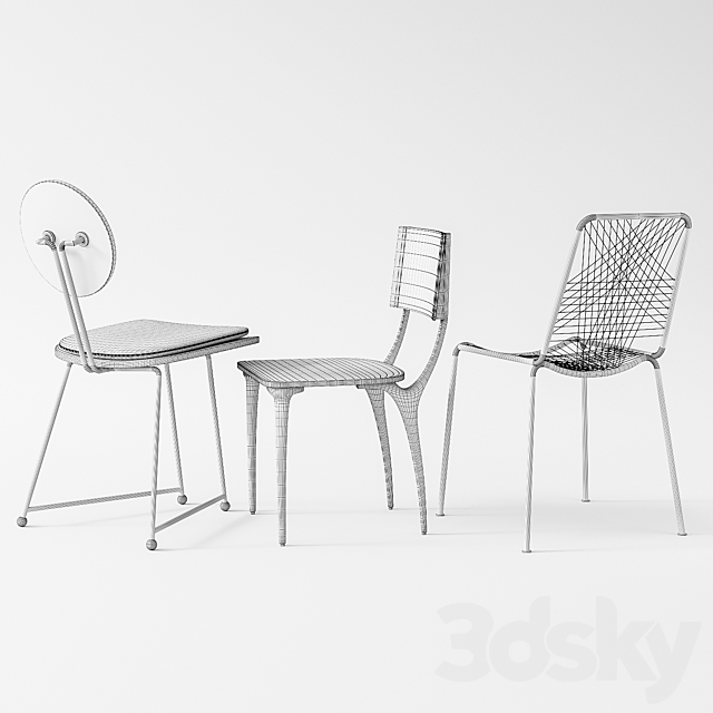 CB2 Chairs collection 3DS Max Model - thumbnail 2