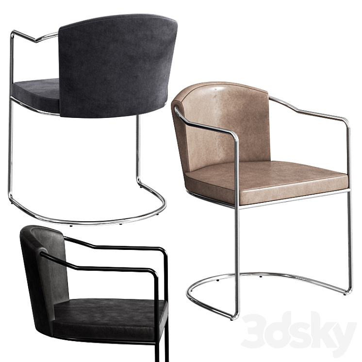 Cb2 Cleo Cantilever Chair 3DS Max Model - thumbnail 3