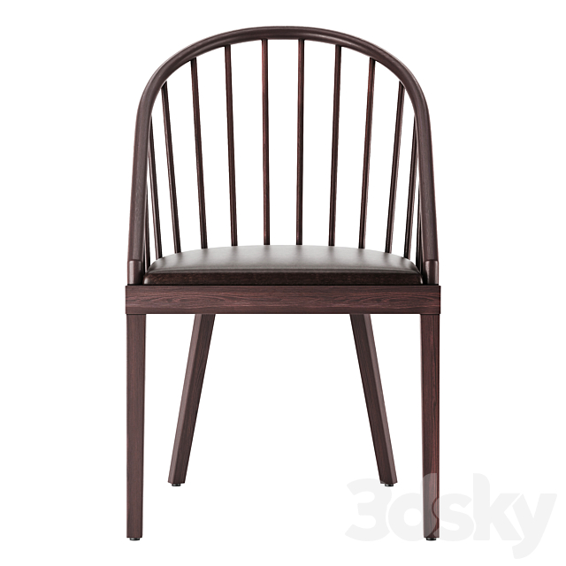 CB2 Comb Blackened Wood Dining Chair 3DS Max Model - thumbnail 2