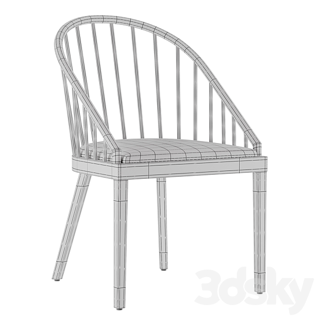 CB2 Comb Blackened Wood Dining Chair 3DS Max Model - thumbnail 3