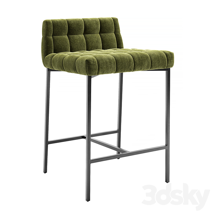 CB2 Gabe Pesto Tufted Low Back Counter Stool 3DS Max Model - thumbnail 1