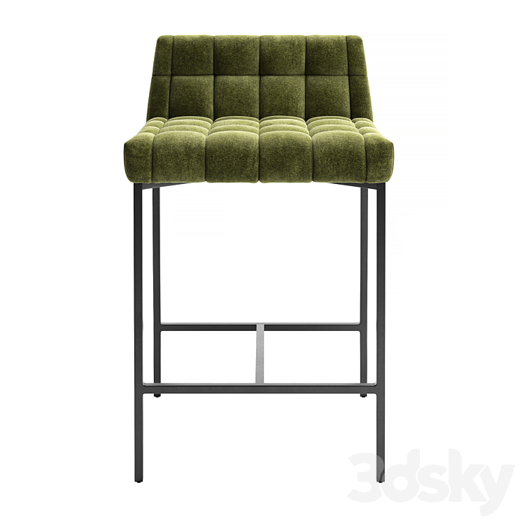 CB2 Gabe Pesto Tufted Low Back Counter Stool 3DS Max Model - thumbnail 2