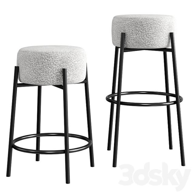 Cb2 Peg Upholstered Counter & Bar Stool 3DSMax File - thumbnail 1