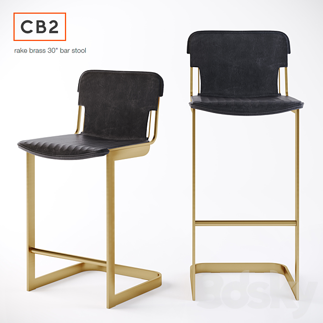 CB2. Rake Brass bar stool 3DSMax File - thumbnail 1