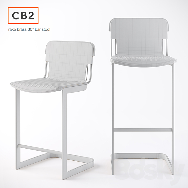 CB2. Rake Brass bar stool 3DSMax File - thumbnail 2