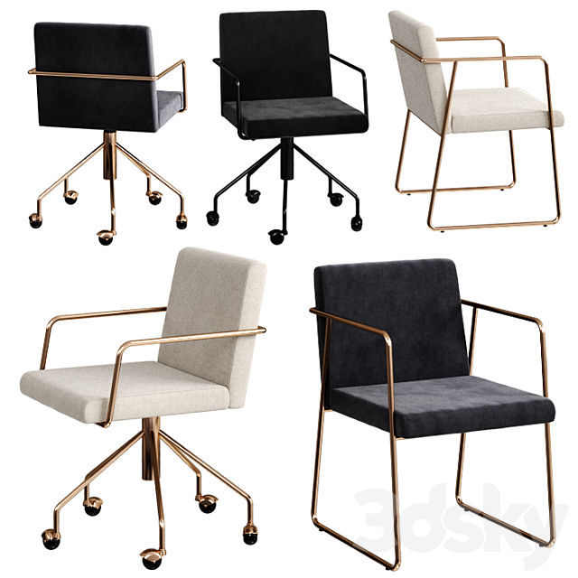 CB2 rouka chair set 3DSMax File - thumbnail 1