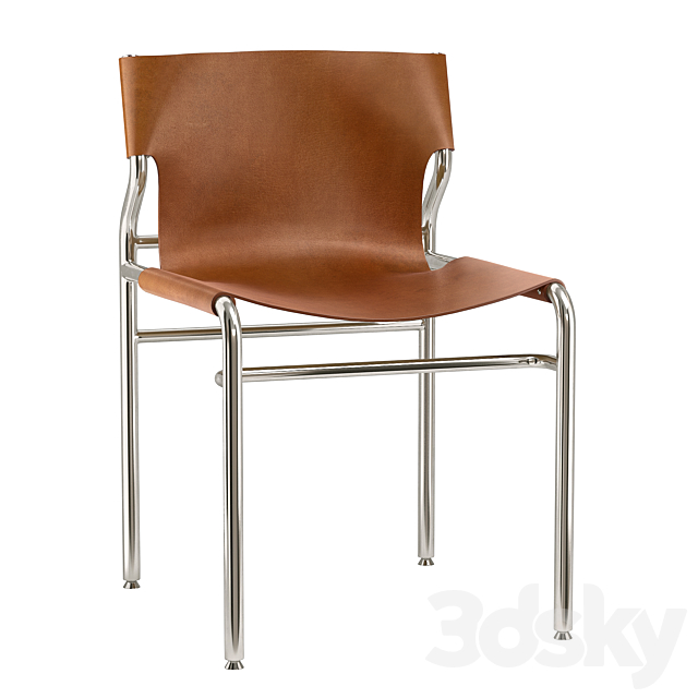 CB2 – Surf Sling Brown Leather Dining Chair 3DSMax File - thumbnail 1