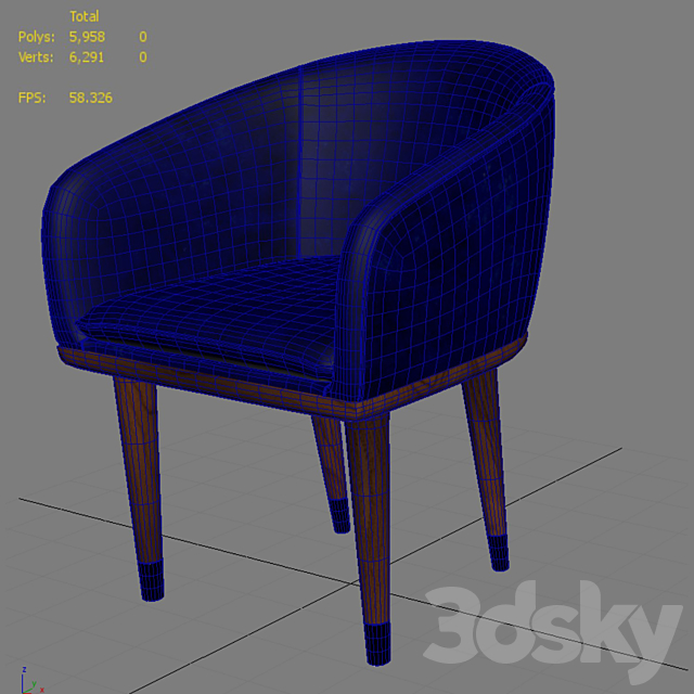 CB2 Viceroy Chair 3DS Max Model - thumbnail 6