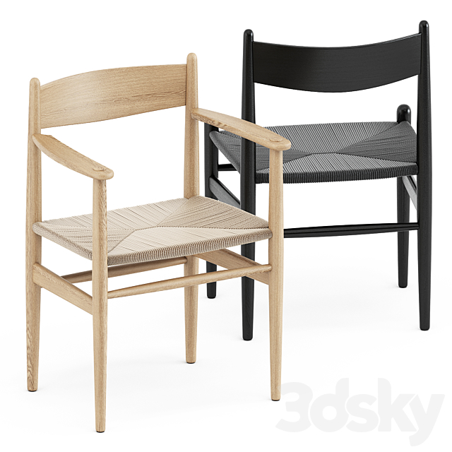 CH36 chair and CH37 chair by Carl Hansen 3DS Max Model - thumbnail 2