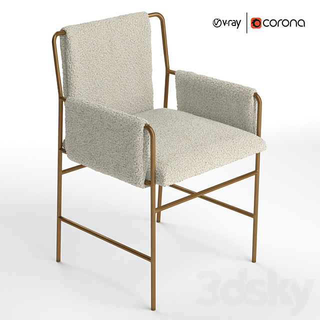 Chahan Fur Dining Chair 3ds Max - thumbnail 1