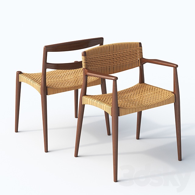 Chair and armchair Ejner Larsen & Aksel Bender Madsen 3DSMax File - thumbnail 1