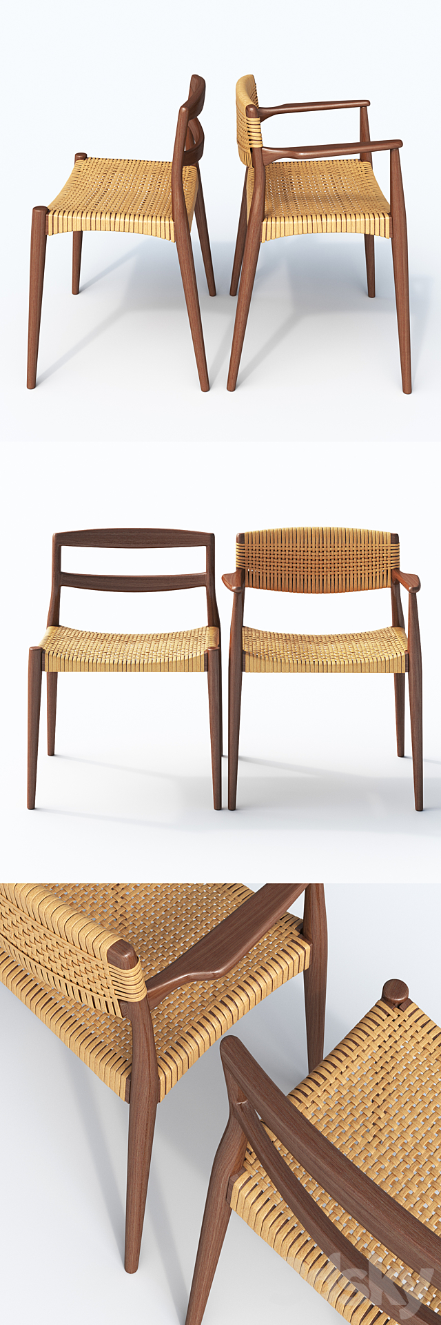 Chair and armchair Ejner Larsen & Aksel Bender Madsen 3DSMax File - thumbnail 2