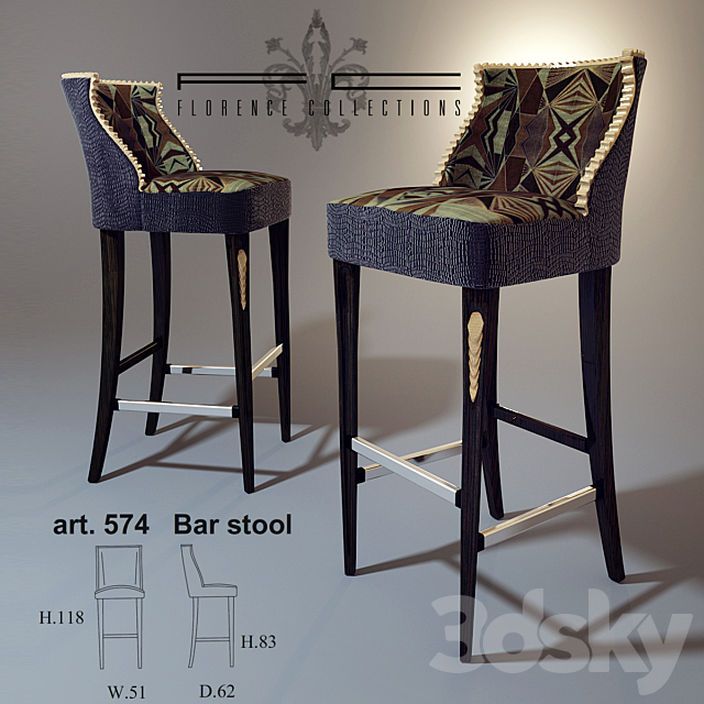 chair bar-Florence Collections 3ds Max - thumbnail 1