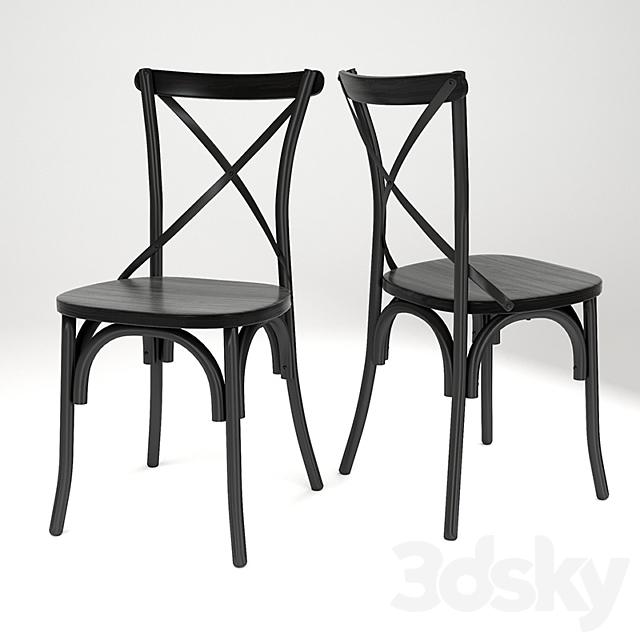 Chair BELLA CROSS black + ebony 3DSMax File - thumbnail 2