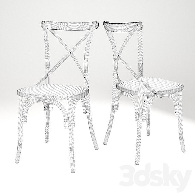 Chair BELLA CROSS black + ebony 3DSMax File - thumbnail 3