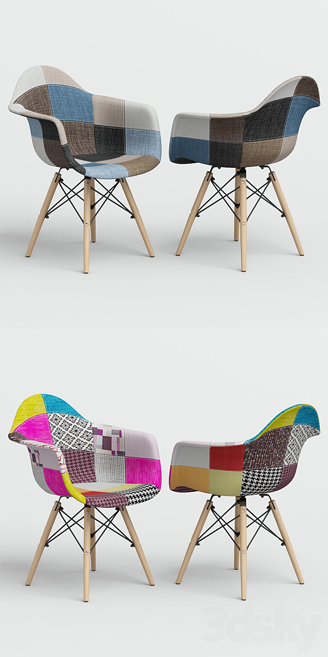 Chair Eames Style DAW Patchwork. 3DS Max Model - thumbnail 2