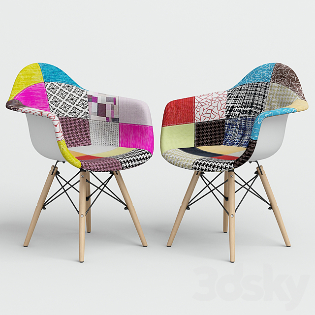 Chair Eames Style DAW Patchwork + plastic. 3DSMax File - thumbnail 2