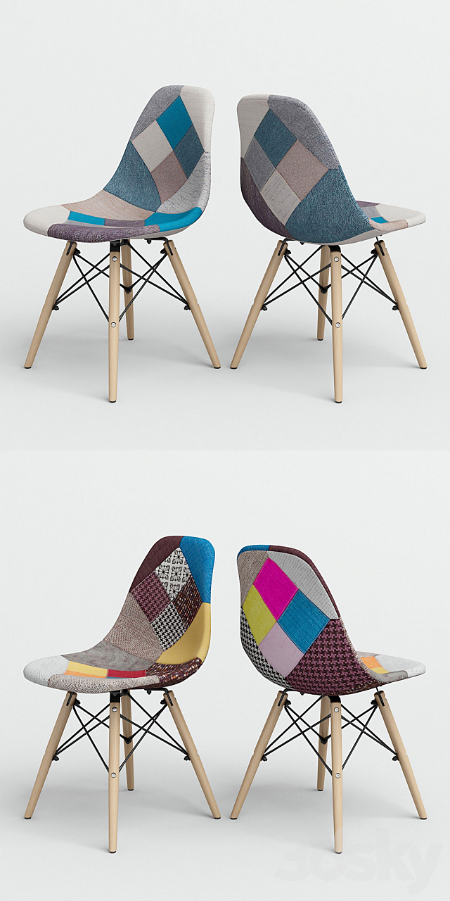 Chair Eames Style DSW Patchwork. 3DS Max Model - thumbnail 2