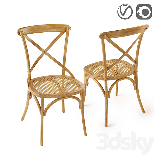 Chair in oak and wicker Cedak 3DSMax File - thumbnail 1