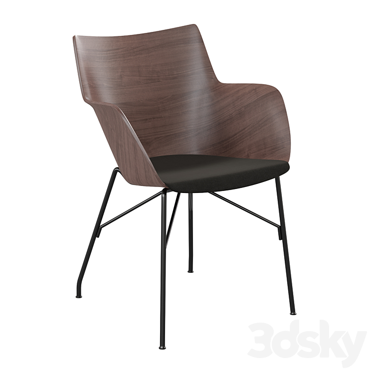 Chair Kartell Q \/ Wood (dark wood \/ black) 3DS Max Model - thumbnail 2