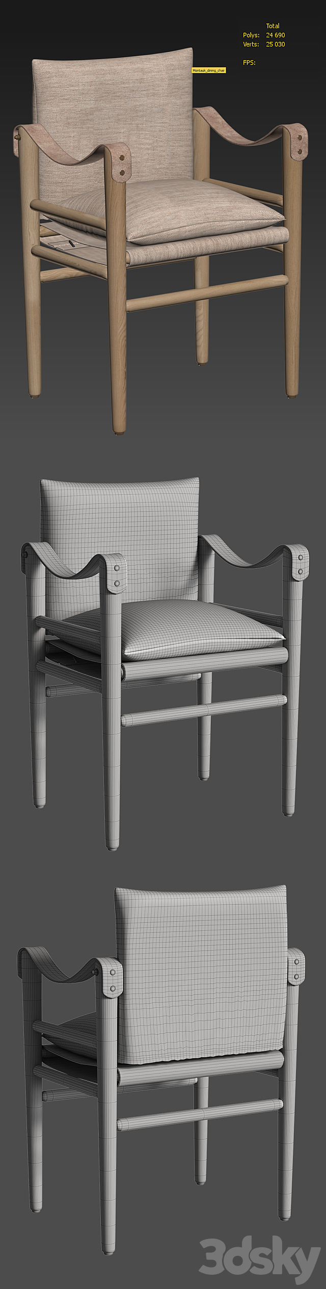 Chair Montauk dining chair 3ds Max - thumbnail 3