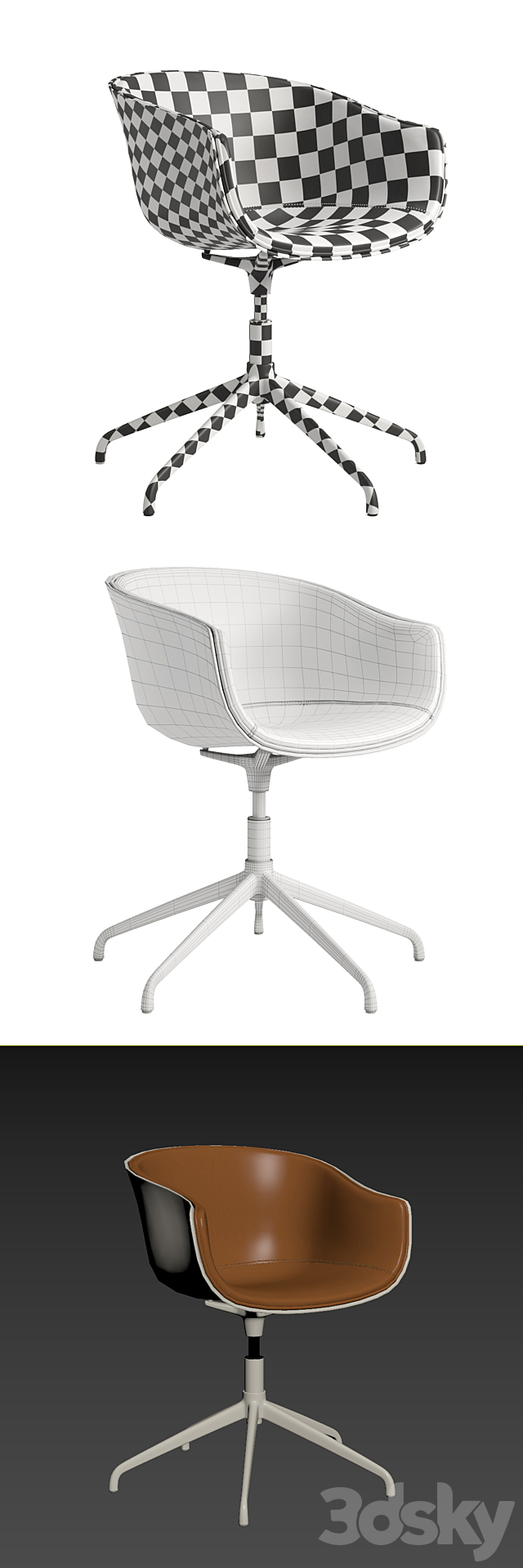 Chair Ondarreta Bai Swivel Combi 3DSMax File - thumbnail 3