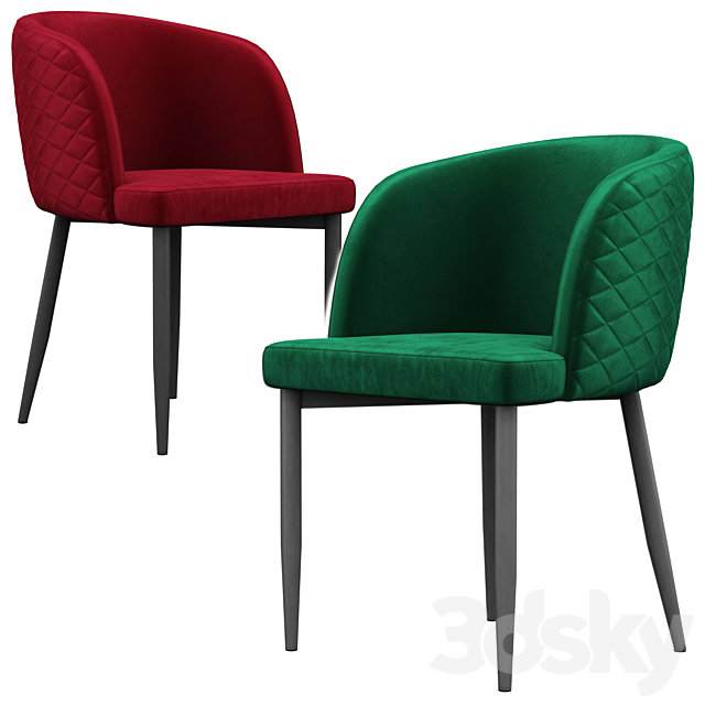 Chair Oscar Velor 3DS Max Model - thumbnail 2