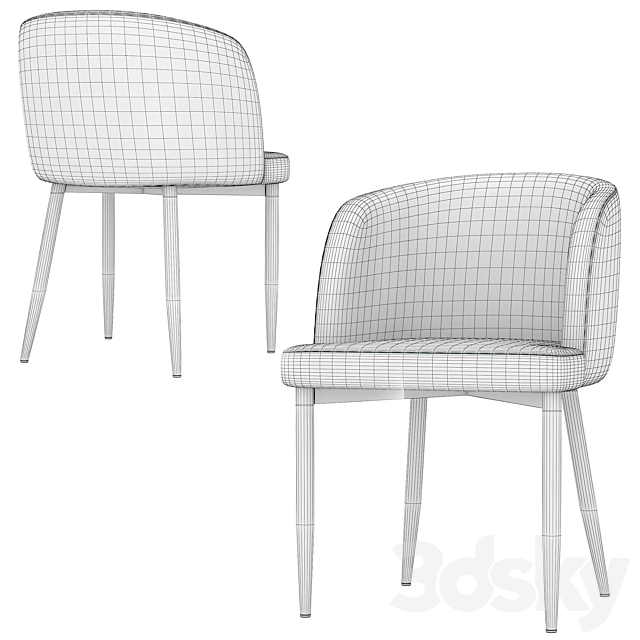 Chair Oscar Velor 3DS Max Model - thumbnail 3