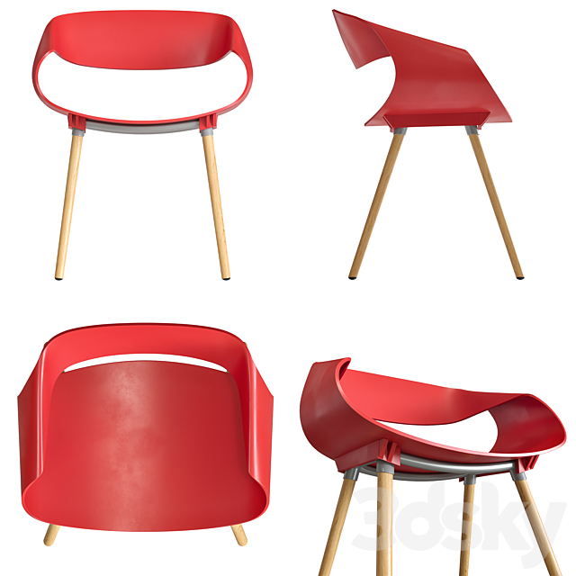 Chair Range red 3ds Max - thumbnail 2