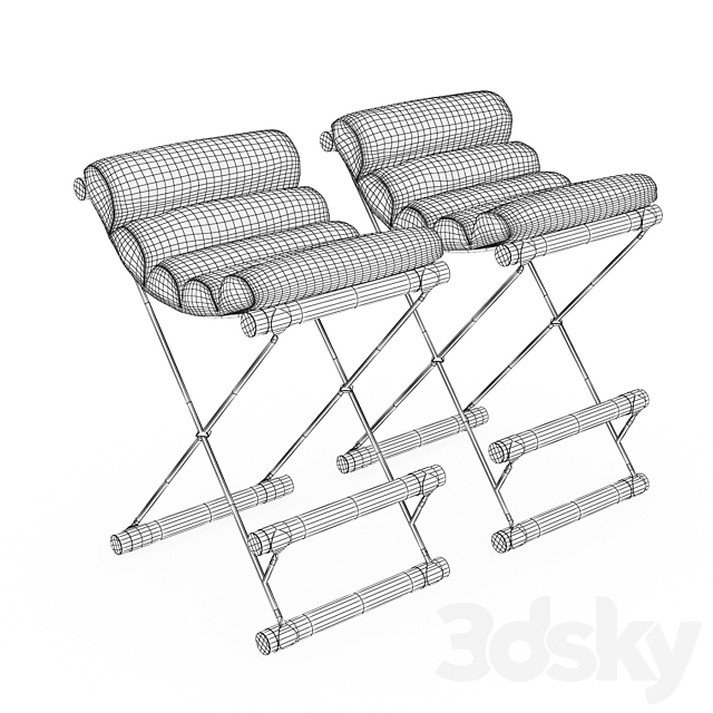 Chair The iron and rolled stool 3DS Max Model - thumbnail 3